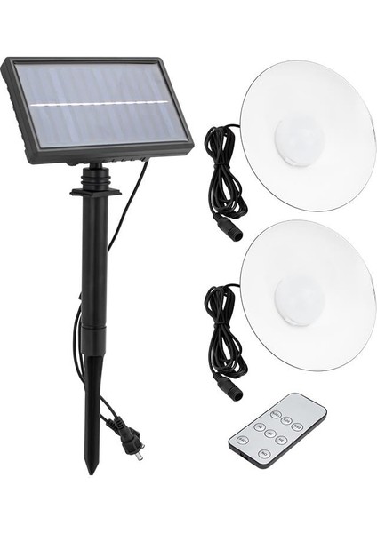 Xf-707-2 Kumandalı Solar Panelli 2 Power Ledli Çiftli Projektör Lambası Xf-707-2