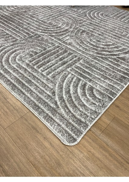 Bej Kahve Renk Kabartmalı Görünüm Lateks Deri Taban Halı