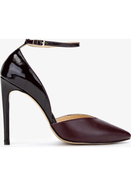 Kadın Deri Bordo Topuklu Ayakkabı 1074 2282 Bn Ayk Y25 Bordo