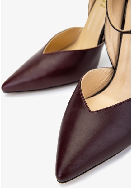 Kadın Deri Bordo Topuklu Ayakkabı 1074 2282 Bn Ayk Y25 Bordo modelleri