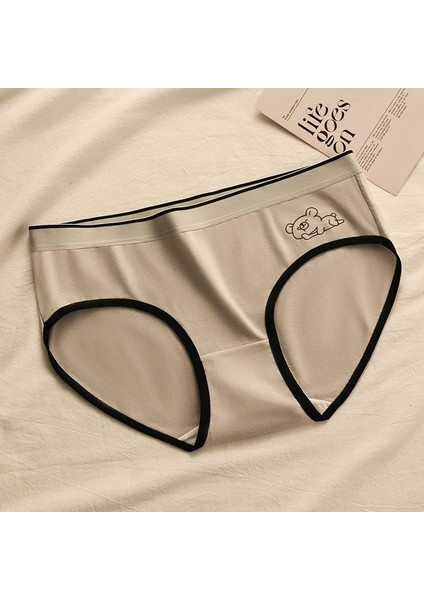 AS036 Gri S Üt Silk Küçük Ayı Altı Çubukları Kadınların Üç Pantoları (Yurt Dışından)