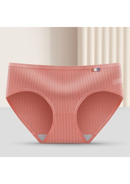AB04 Orange Süt Ipek Altı Çamaşırları Dikey Çizgiler Güçlü Renk Üçgenin Pantolonları (Yurt Dışından)