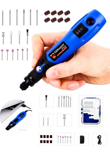 Mini Hobi Gravür Şarjlı Taşlama Akülü 24 Parça Gravür Set