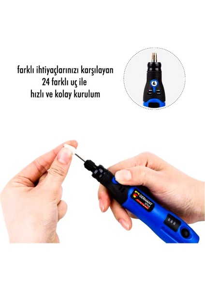 Mini Hobi Gravür Şarjlı Taşlama Akülü 24 Parça Gravür Set