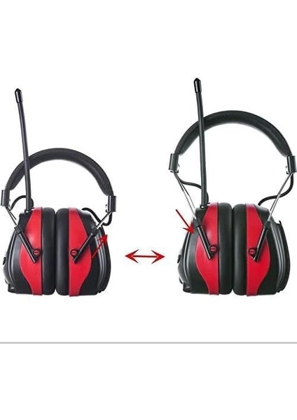 Bluetooth Am Fm Radyo Kulaklıklar, 25DB Kulak Koruma - Kırmızı