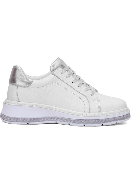 25150007Y Kadın Deri Bağcıklı Feta Topuk Sneaker Ayakkabı