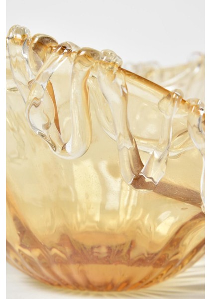 Seta Vetro El Yapımı Cam Dekor Tabak Amber 11*23 cm