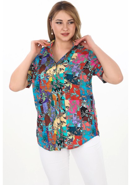 Viskon Terletmez Büyük Beden Kadın Gömlek