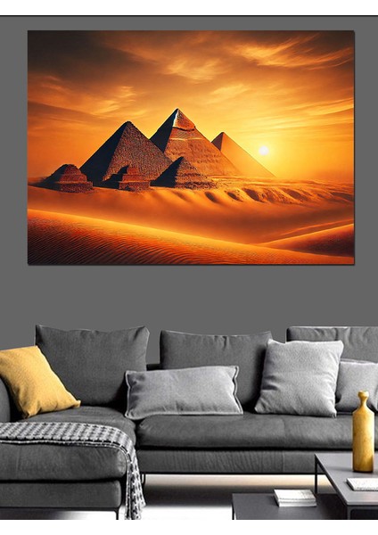 Altın Çöl Piramitleri Dekoratif Kanvas - Mdf Ahşap Tablo fiyatları