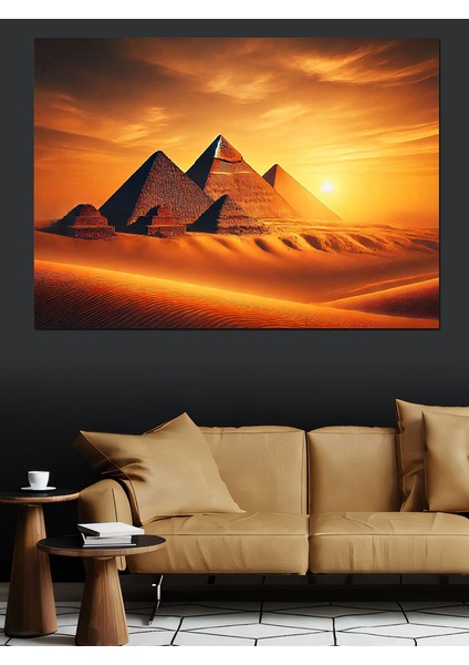 Altın Çöl Piramitleri Dekoratif Kanvas - Mdf Ahşap Tablo modelleri