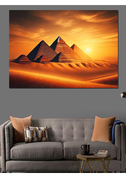 Altın Çöl Piramitleri Dekoratif Kanvas - Mdf Ahşap Tablo indirimleri