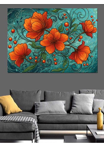 Kırmızı Gelincik Deseni Dekoratif Kanvas - Mdf Ahşap Tablo modelleri