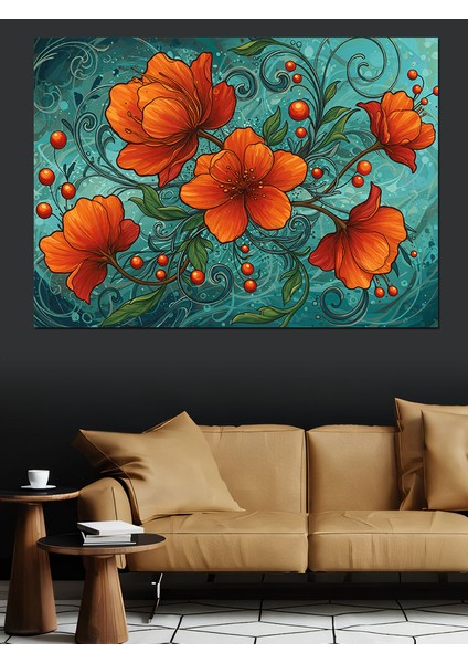 Kırmızı Gelincik Deseni Dekoratif Kanvas - Mdf Ahşap Tablo fırsatları