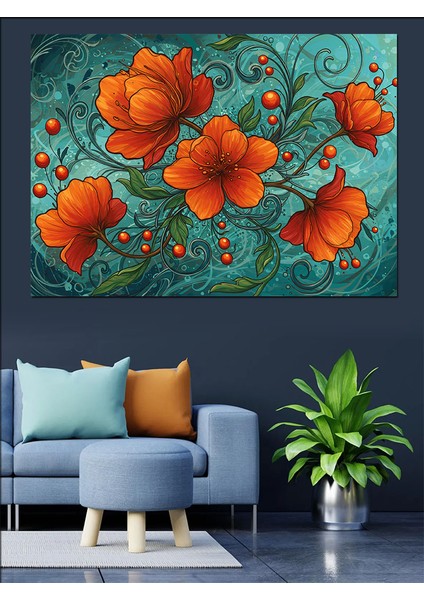 Kırmızı Gelincik Deseni Dekoratif Kanvas - Mdf Ahşap Tablo indirimleri