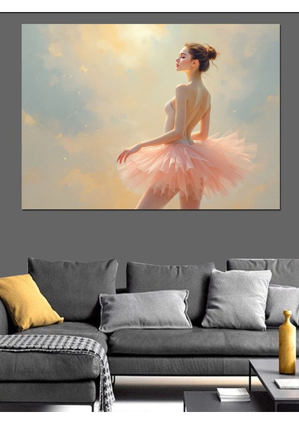 Pembe Tüllü Balerin Dekoratif Kanvas - Mdf Ahşap Tablo
