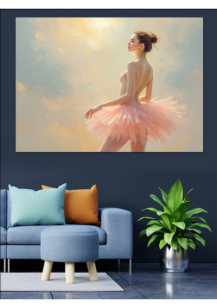 Pembe Tüllü Balerin Dekoratif Kanvas - Mdf Ahşap Tablo modelleri