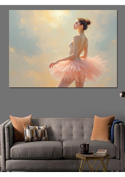 Pembe Tüllü Balerin Dekoratif Kanvas - Mdf Ahşap Tablo fırsatları