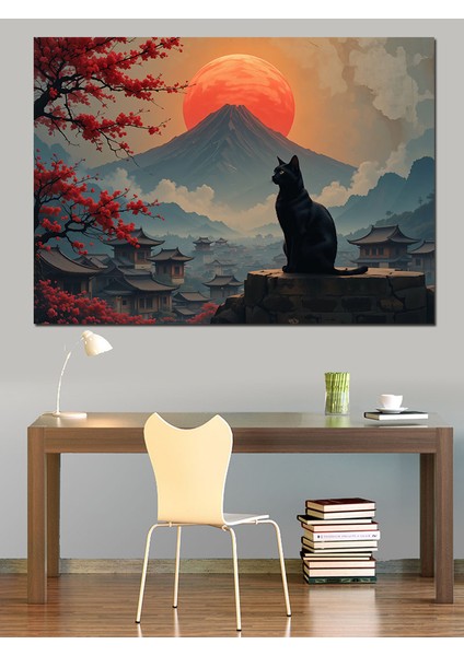 Dağlarda Güneşli Kedi Dekoratif Kanvas - Mdf Ahşap Tablo indirimleri