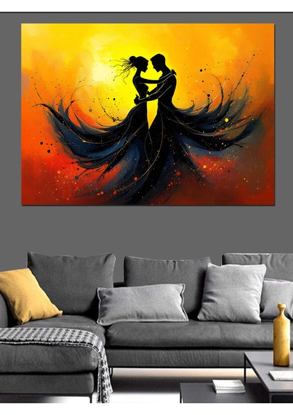 Dans Eden Silüetler Dekoratif Kanvas - Mdf Ahşap Tablo