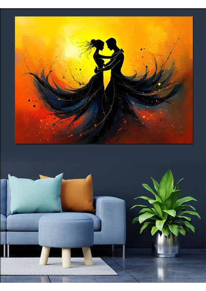 Dans Eden Silüetler Dekoratif Kanvas - Mdf Ahşap Tablo modelleri