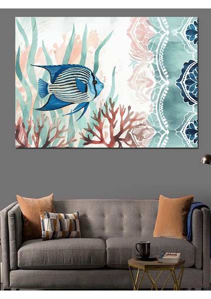 Mercanlar Arasında Balık Dekoratif Kanvas - Mdf Ahşap Tablo fiyatları