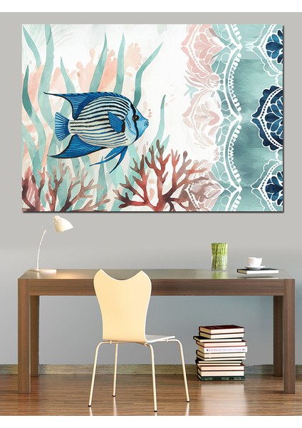 Mercanlar Arasında Balık Dekoratif Kanvas - Mdf Ahşap Tablo modelleri