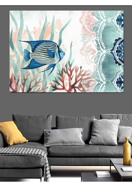 Mercanlar Arasında Balık Dekoratif Kanvas - Mdf Ahşap Tablo fırsatları