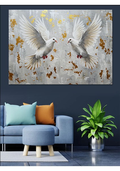 Uçan Beyaz Güvercinler Dekoratif Kanvas - Mdf Ahşap Tablo fiyatları