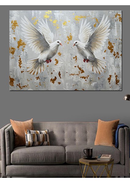 Uçan Beyaz Güvercinler Dekoratif Kanvas - Mdf Ahşap Tablo modelleri