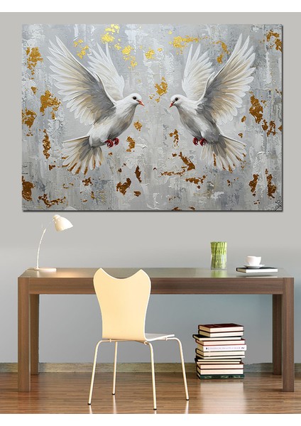 Uçan Beyaz Güvercinler Dekoratif Kanvas - Mdf Ahşap Tablo fırsatları