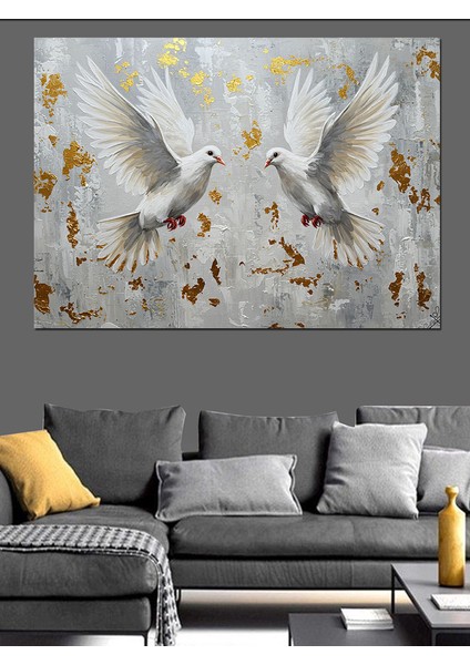 Uçan Beyaz Güvercinler Dekoratif Kanvas - Mdf Ahşap Tablo indirimleri