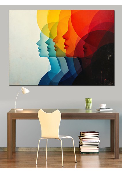 Renk Geçişli Silüetler Dekoratif Kanvas - Mdf Ahşap Tablo