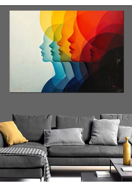 Renk Geçişli Silüetler Dekoratif Kanvas - Mdf Ahşap Tablo fiyatları