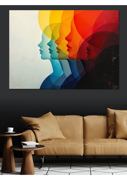 Renk Geçişli Silüetler Dekoratif Kanvas - Mdf Ahşap Tablo modelleri
