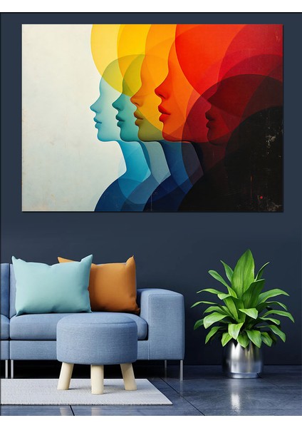 Renk Geçişli Silüetler Dekoratif Kanvas - Mdf Ahşap Tablo fırsatları