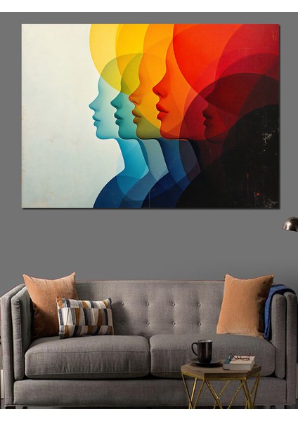 Renk Geçişli Silüetler Dekoratif Kanvas - Mdf Ahşap Tablo indirimleri