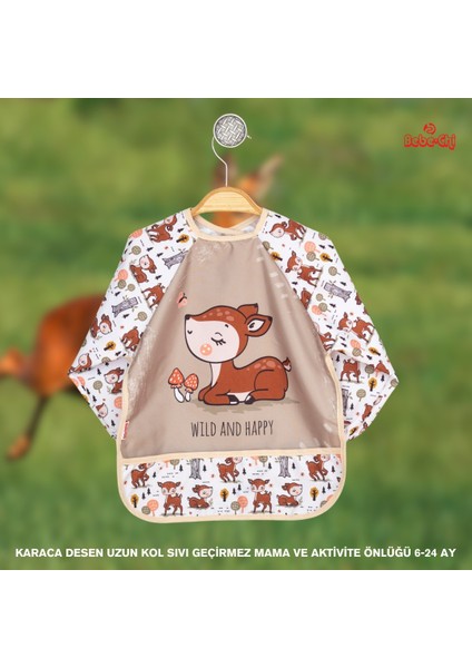 Bambino Kids Uzun Kollu Mama ve Aktivite Önlüğü Karaca (6-24 Ay)