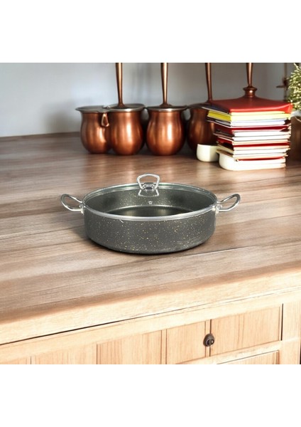 30 cm Granit Basık Tencere Metal