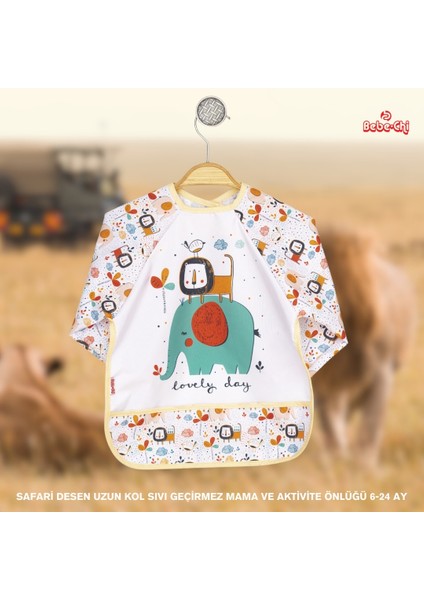 Bambino Kids Uzun Kollu Mama ve Aktivite Önlüğü Safari (6-24 Ay)