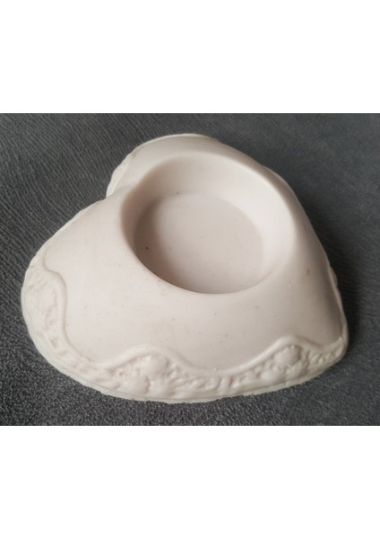 Çiçek Desenli Kalp Mumluk 11CM Silikon Kalıp K-207