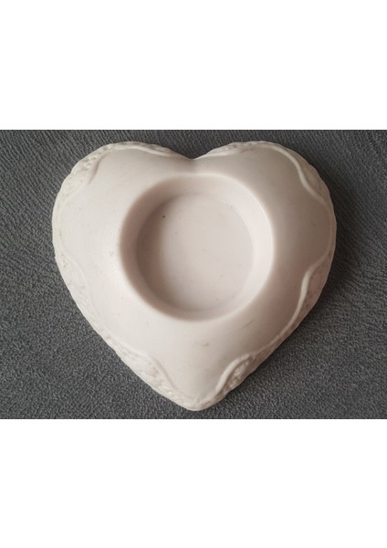 Çiçek Desenli Kalp Mumluk 11CM Silikon Kalıp K-207