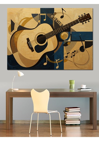 Nostaljik Gitar Notaları Dekoratif Kanvas - Mdf Ahşap Tablo