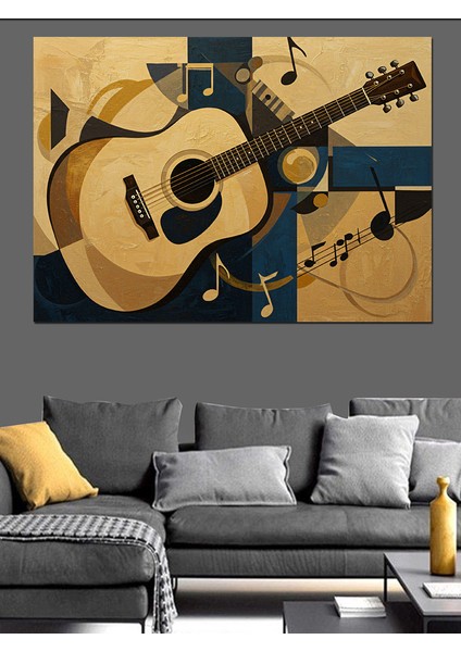 Nostaljik Gitar Notaları Dekoratif Kanvas - Mdf Ahşap Tablo fiyatları