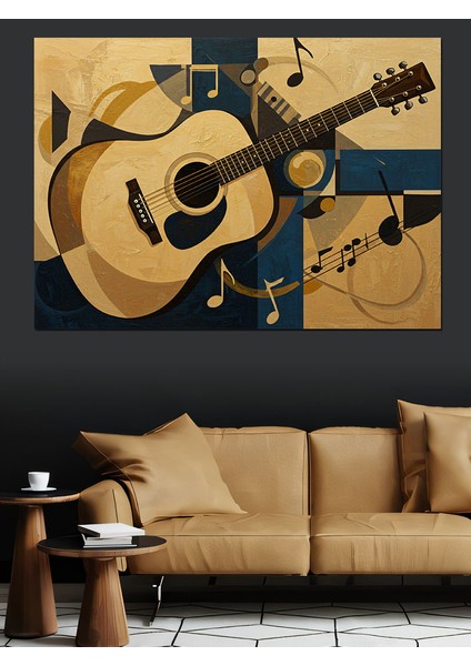 Nostaljik Gitar Notaları Dekoratif Kanvas - Mdf Ahşap Tablo modelleri