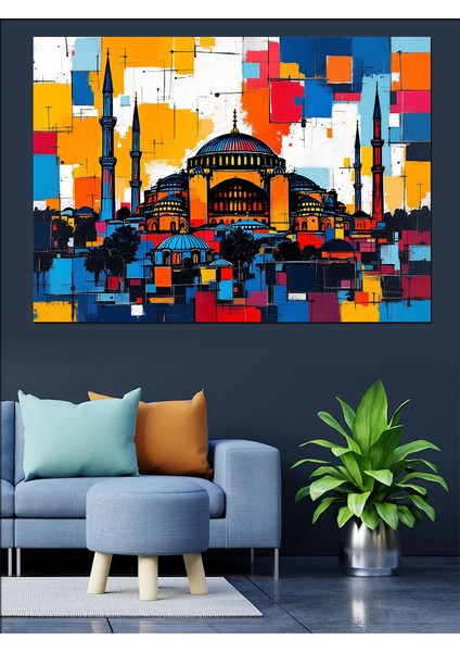 Soyut Camii Kompozisyonu Dekoratif Kanvas - Mdf Ahşap Tablo