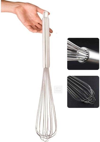Sos Çırpma Teli Paslanmaz Yumurta Çırpıcı Çikolata Çırpıcı Krema Çırpıcı Çelik Saplı Jumbo Boy 50 cm