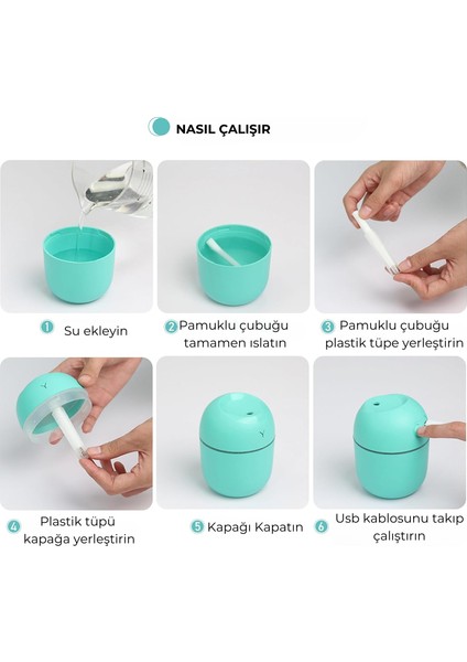 Hava Nemlendirici 220ML LED Işıklı Aroma Difizörü H2O TP-1021 indirimleri