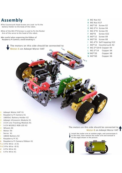 4WD Akıllı Robot Kiti - Raspberry Pi ile Uyumlu