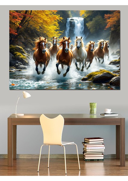 Sular Içinde Koşan Atlar Dekoratif Kanvas - Mdf Ahşap Tablo fiyatları