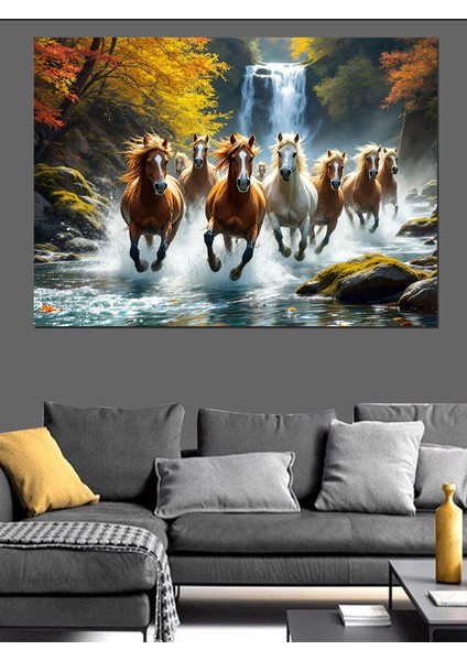 Sular Içinde Koşan Atlar Dekoratif Kanvas - Mdf Ahşap Tablo modelleri